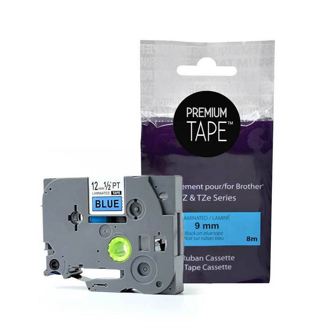 Premium Tape Label Tape - Alternative for Brother TZe-531 - 1/2" x 26' (12 mm x 8 m) - Black on Blue - 1 Pack