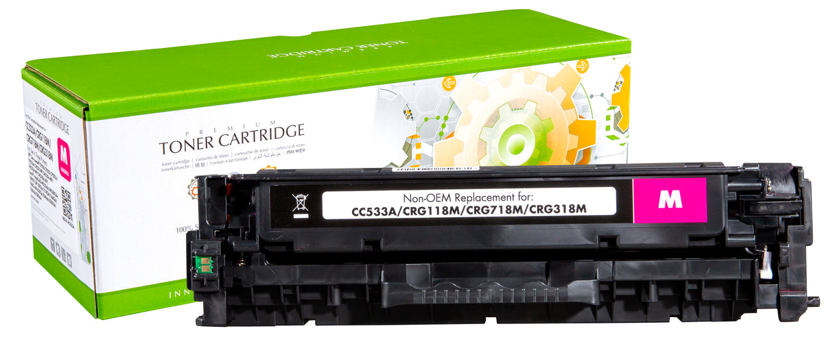 Non-OEM Remanufactured Replacement Cartridge for HP CC533A 2.9K Magenta