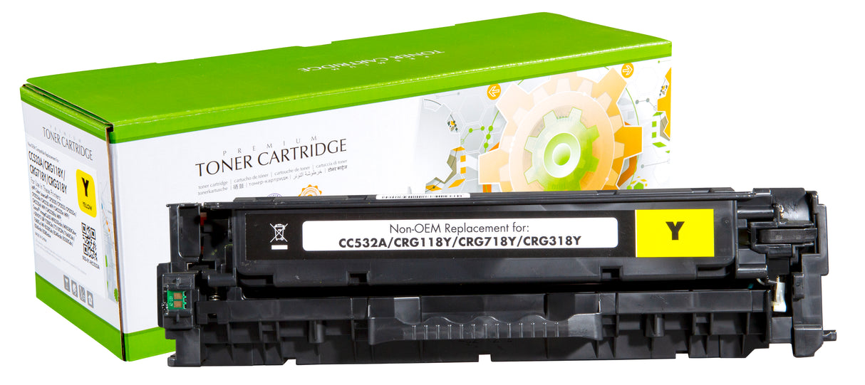 Non-OEM Remanufactured Replacement Cartridge for HP CC532A 2.9K Yellow